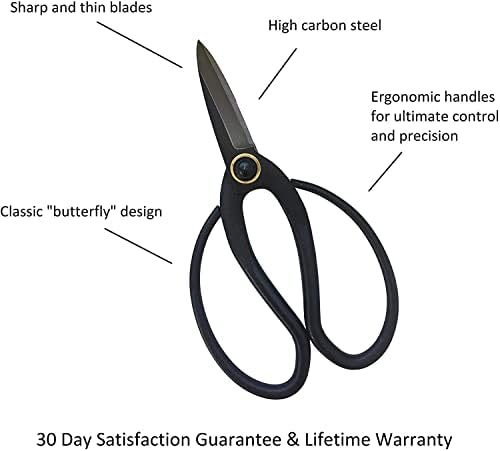 GARDEN GURU Bonsai Scissors - Traditional Butterfly Bonsai Pruner Shear for Precise Trimming Pruning and Deadheading of Flowers Plants, Japanese Bonsai Garden Tools (180mm 4 Pack)