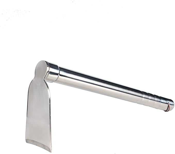 LUBAN Stainless Steel Garden Hoe 15-inch Length Lightweight Weather Resistant Metal Hand Tool for Weeding Seeding Turning Soil