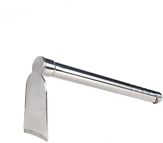 LUBAN Stainless Steel Garden Hoe 15-inch Length Lightweight Weather Resistant Metal Hand Tool for Weeding Seeding Turning Soil