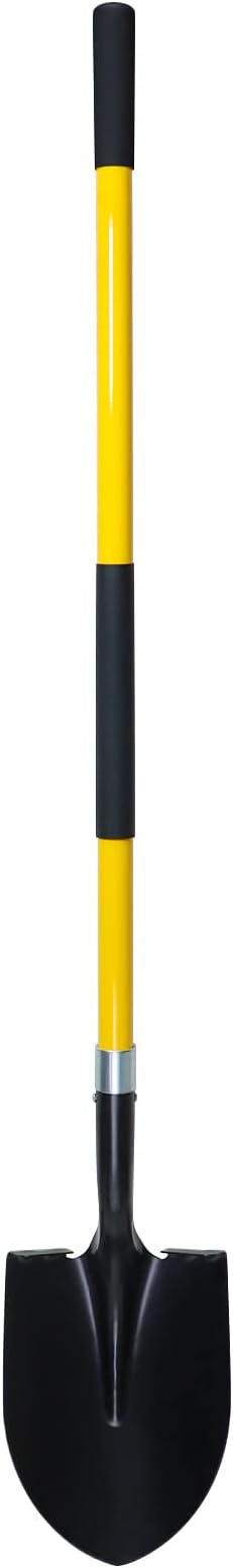 Shovel for Digging, 56 Inches Heavy Duty Shovel for Gardening, Round Shovel for Digging with Fiberglass Handle (Yellow)