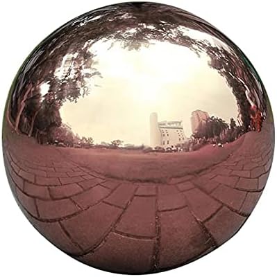Nerien Gazing Ball, Stainless Steel Garden Mirror Globe, Polished Ornament Sphere, Hollow Floating Reflective Hemisphere, for Home Outdoor Pond Housewarming Swimming Pool Decoration, Rose Gold, 5Pcs