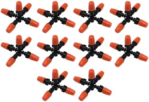 VIKKSAER 10 Pack 1/2 inch Garden Irrigation Sprinklers Head, Five Head Misting Spray Nozzle, 360° Micro Drip Irrigation Parts for Patio, Lawn, Micro Irrigation System, Greenhouse Supplies