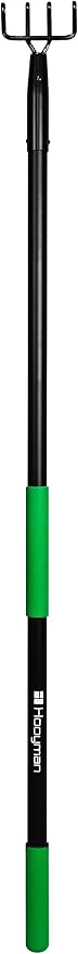 Hooyman 4-Tine Cultivator with Heavy Duty Carbon Steel Construction, No-Slip H-Grip Handles for Gardening, Land Management, Yardwork, Farming, and Outdoors