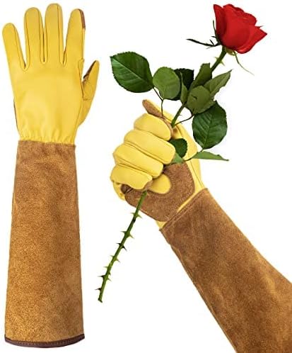 Womens Gardening Weeding Working Gloves, Leather Garden Glove for Women Thorn Proof No Stab for Digging, Planting,Pruning