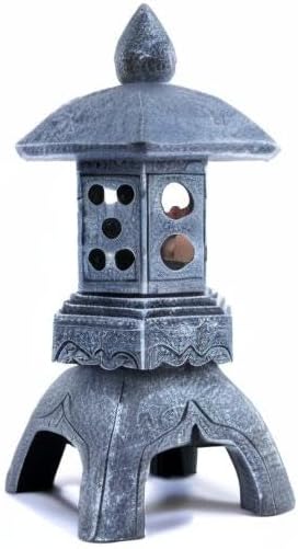 Pagoda Lantern Garden Statue with Solar Lotus Lights, Large Resin Japanese Temple Pagoda Lamp Asian Zen Outdoor Yard Decor for Landscape Patio Porch Lawn Decorations, Christmas Ornament Gift
