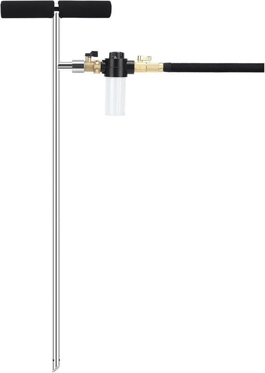 [Upgrade Design] Tree Watering Spike,Caulimo Root Feed Tool with Fertilizer Bottle Deep Root Watering Tool Tree Watering System for Plants Trees Bushes Shrubs Made of Stainless Steel with Brass Valve