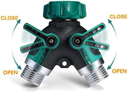 Y Hose Splitter 2 Way, Garden Hose Connector with Comfortable Rubberized Grip for Outdoor Faucet, Sprinkler & Drip Irrigation Systems (2 Pack)