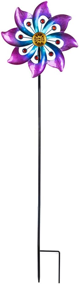 VEWOGARDEN Small Wind Spinners for Yard and Garden, Waterproof Metal Pinwheels Wind Spinners Outdoor Decor (Blue and Pink)