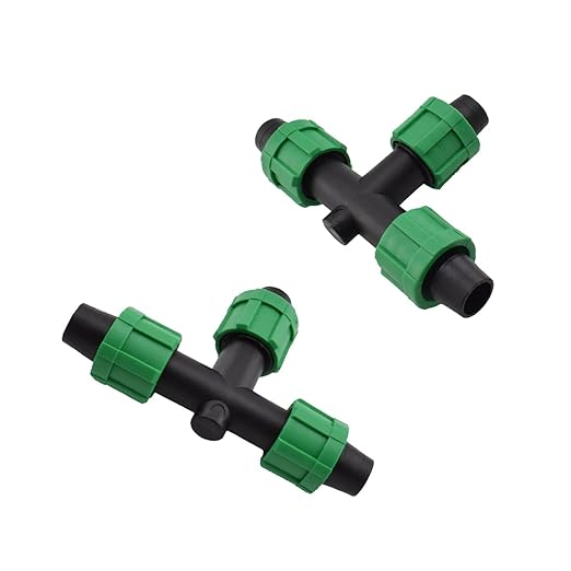Drip Irrigation Tee Fittings Universal Barbed Locking 3-Way Coupling Connectors for 16-17mm Drip Tape Tubing Sprinkler System [8PCS, Green]