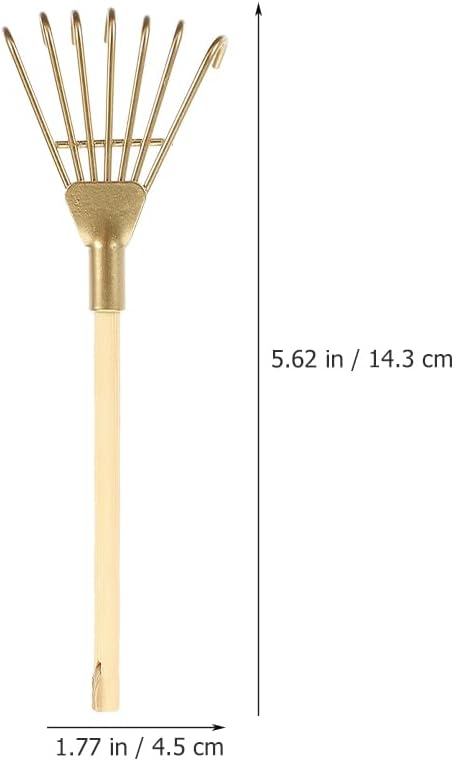 LOGOFUN 6Pcs Mini Zen Garden Rake Miniature Ash Rake Model Small Metal Rake Tiny Rake Planting Tools Decor for Crafts Photo Prop - Gold