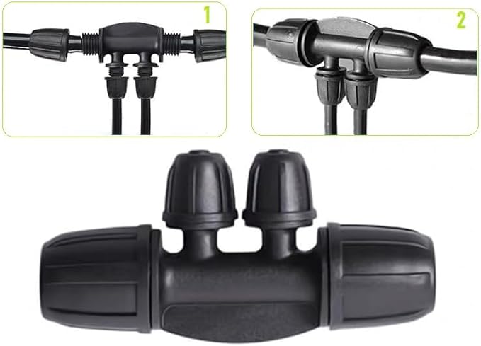 10PCS 1/2 Inch to 1/4 Inch Tubing Irrigation Fittings for (1/2'' ID x 0.60''-0.63'' OD) 16mm Drip Tubing,Locked Barbed Tee Connectors, Anti-Drop Straight Tee for Irrigation Tubing (4 Way)
