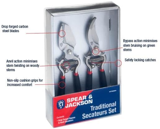 Spear & Jackson CUTTINGSET8 Traditional Bypass & Anvil Pruner/Secateur Set