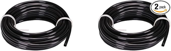Raindrip 016025P 1/4-Inch Drip Irrigation Supply Tubing, 25-Foot, for Irrigation Drippers, Drip Emitters, and Drip Systems, Black Polyethylene (Pack of 2)