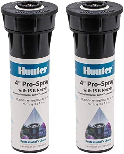 Hunter Industries RTL2001PROS0415A Hunter Pro 4" Pop-up Sprinkler with 15' Adjustable Spray and Nozzle, Black (Pack of 2)