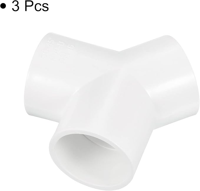 PATIKIL 50mm PVC Pipe Fittings, 1 Pack 3 Way Y Shape Water Tubing Joint Connectors Adapters Union for Garden Irrigation Home Aquarium