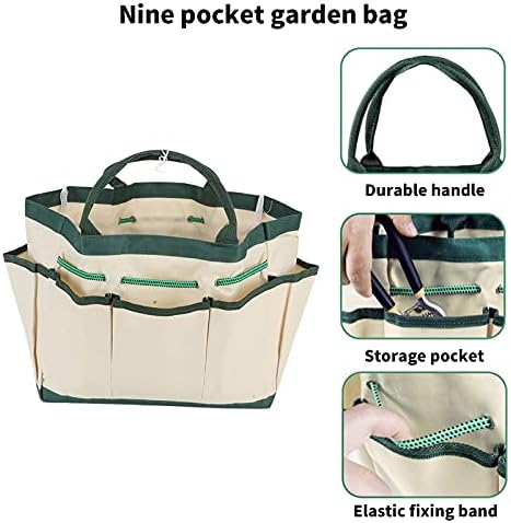 Fdit Garden Tote Bag, Single?Layer Garden Tote Bag Gardening Pruning Tool Storage Oxford Cloth Bag Heavy Duty Tool Storage