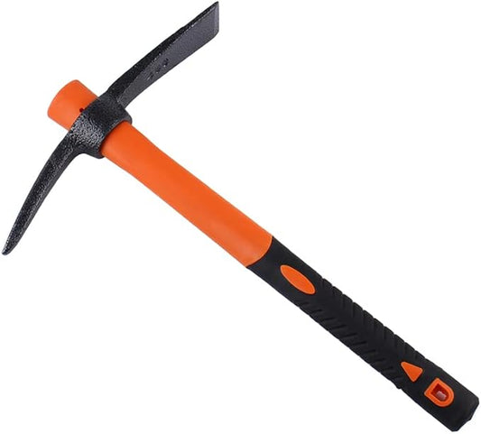 LUBAN Mattock Hoe Pick Axe with Heavy Duty Forged Adze and Ergonomic Non-Slip Handle 15-inch for Gardening, Hunting, Landscaping Outdoor