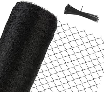 Junflying Bird Netting for Garden, 7.5X100 FT, 1/2“ Mesh, Strong Woven Deer Fence Netting for Garden Protection with Ties, Protect Vegetables, Fruit Trees, Blueberry Bushes, Strawberry Plants