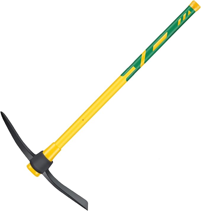 Pick Mattock with Heavy Duty Forged Construction, 36" Heavy Duty Pick Hoe,Solid Fiberglass Core, Ergonomic No-Slip Handle, Garden Pick Axe, and Adze Hoe