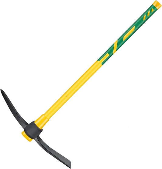 Pick Mattock with Heavy Duty Forged Construction, 36" Heavy Duty Pick Hoe,Solid Fiberglass Core, Ergonomic No-Slip Handle, Garden Pick Axe, and Adze Hoe