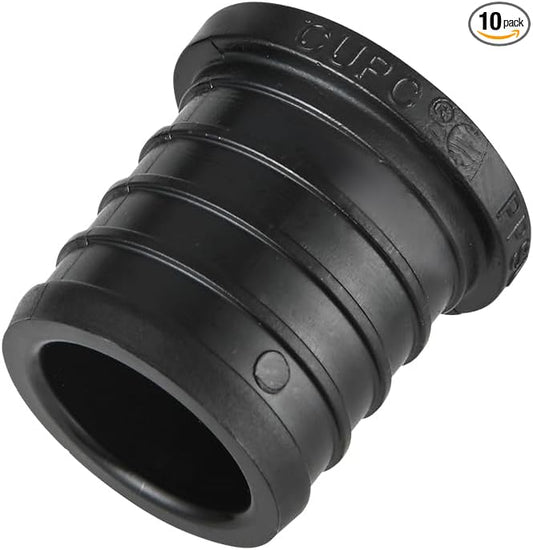 10-Pack EFIELD Pex Fittings Poly PPSU Barb Crimp 1-inch Plug (End Cap) For Pex Tubing, ASTM F2159