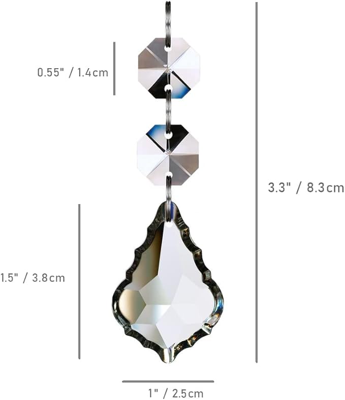 Maple Leaf 20pcs Crystal Chandelier Prisms Replacement Pendant Parts, 38mm Hanging Crystals Beads for Chandelier Wedding Decoration Clear