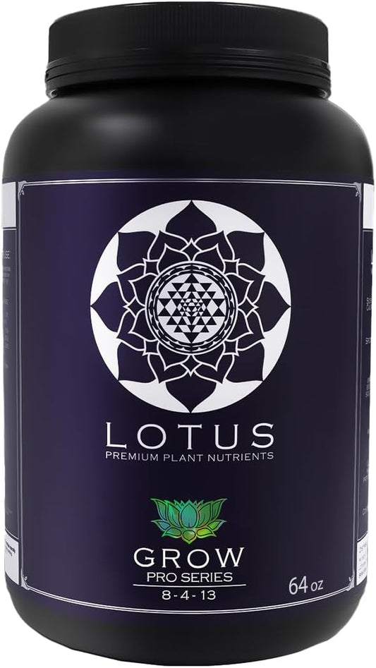 Lotus Nutrients Grow Pro Series, All Natural Premium Powdered Plant Nutrients for Fast Veg Growth and Massive Roots, Made for Hydroponic, Coco Coir, and Soil for Indoor and Outdoor Gardens (64oz)