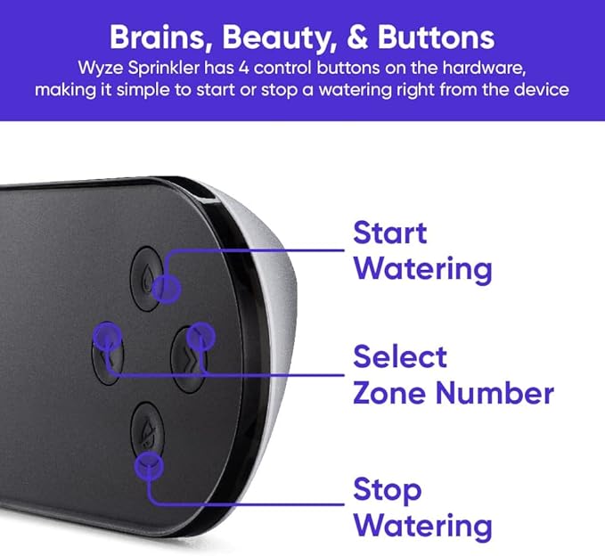 Wyze WSPRK1 Smart Controller, Smart Sprinkler Timer with EPA Watersense, 8-Zone WiFi (1 Year of Automatic Weather-Based Watering with Sprinkler Plus Included), Black