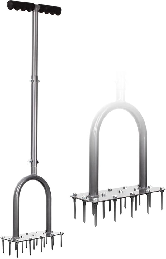 Walensee Lawn Aerator Spike Metal Manual Dethatching Soil Aerating Lawn with 15 Iron Spikes, Pre-Assembled Grass Aerator Tools for Yard, Lawn Aeration, Garden Tool, Revives Lawn Health, Patented
