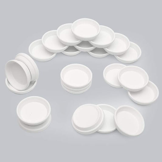 24pcs Terra Cotta Saucer, 3.2-inch Small Mini Clay Pots Tray, Suitable for 3inch, 2.5inch, 2inch Succulents Nursery Pots(White)