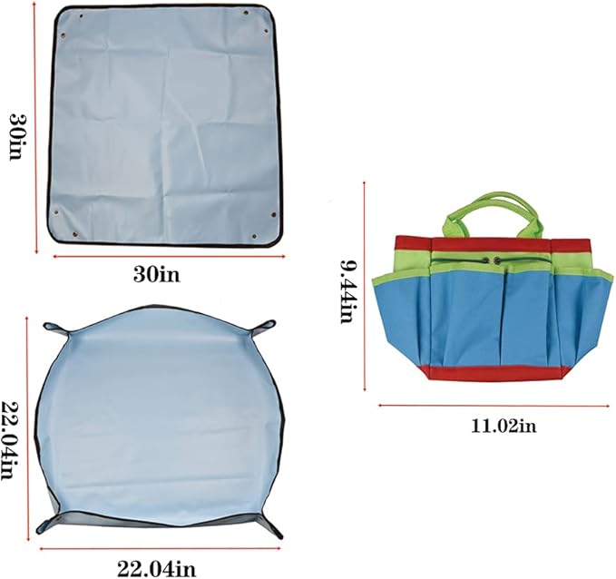 CFH-Allez 21 Pieces Succulent Plants Tools,Gardening Succulent Transplanting Hand Tool +Succulent Garden Pad Miniature Planting Collapsible Waterproof Planter Gardening Mat+Garden Bucket Bag (Blue)