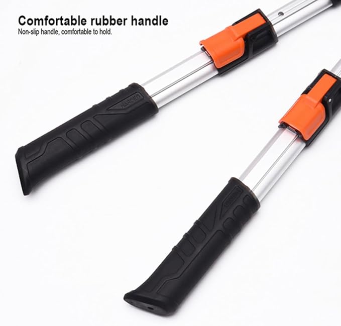 Edward Tools Pro Power Lever Hedge Shears - 29” - 34” - Telescoping Extendable Handle with High Carbon Steel Teflon Coated Wavy Blade - Ergo Rubber Long Handle - Heavy Duty Gardening