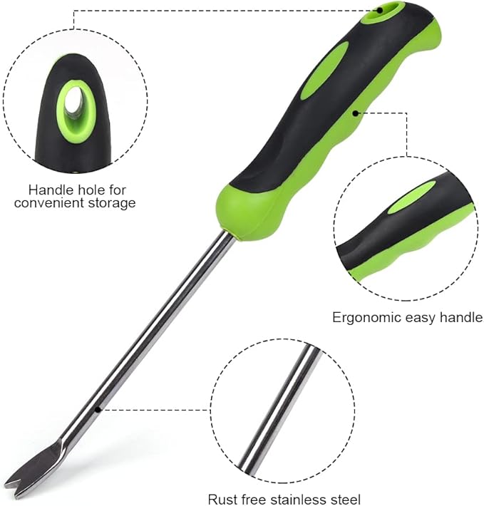 2 Pack Garden Hand Weeder Tool with Ergonomic Handle, Stainless Steel Garden Lawn Weed Puller