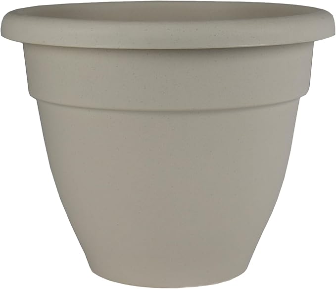 The HC Companies 14 Inch Caribbean Planter - Lightweight Indoor Outdoor Plastic Plant Pot for Herbs and Flowers, Cottage Stone