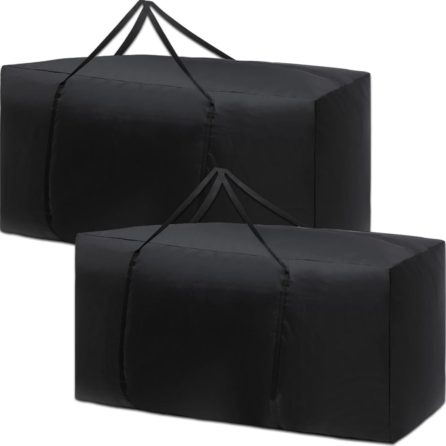 Silkfly 2 Pcs Patio Cushion Storage Bags 48" L x 15" W x 22" H Outdoor Cushion Storage Bag Extra Large Zippered Furniture Pillow Protective Storage Bag Black 420D Oxford Fabric Christmas Tree Storage
