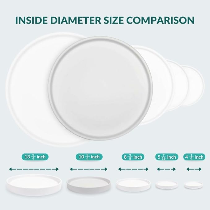 Willowy 12 inch Matte White Ceramic Plant Saucer (2 Pack) - Plant Drip Trays for 9-12 Inch Planters-Plant Saucers for Indoors-Plant Trays for Pots-Plant Pot Saucers-Plant Water Tray-Plant Dish Saucer