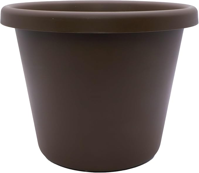 The HC Companies 20 Inch Round Classic Planter - Large Plastic Plant Pot for Indoor Outdoor Plants Flowers Herbs, Chocolate