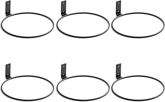 Plant Holder Ring 8 Inch Wall Mounted, 6 Pack Flower Pot Hangers Metal Plant Stand Hanging Bracket Basket Hooks