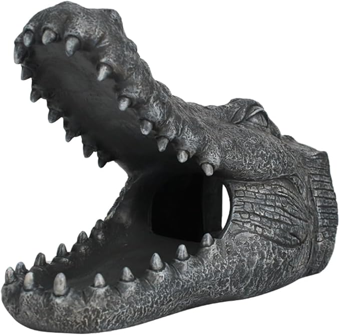 Alligator Downspout- Gutter Downspout Decorative-Funny Garden Decoration - Outdoor Splash Block Waterproof Resin Ornament for Lawn- 2""×3"" Downspout Extender Diverter, Gray