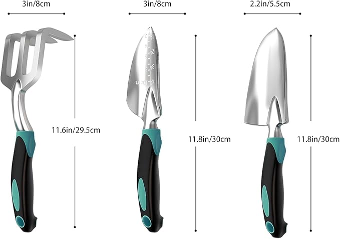 Garden Tool Set, 3-Piece Gardening Planting Tools Kit for Gardener, Heavy Duty Aluminum Garden Kit Gardening Gifts Tools for Men Women, Outdoor Hand Tools, Garden Essentials, Gift for Garden Lover