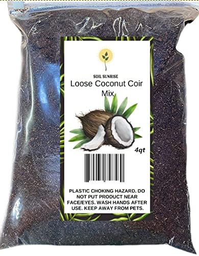 Loose Coconut Coir Mix (4 Quarts), Coconut Coir for Gardening, and Reptile Substrate, All Natural, pH Balanced Double Washed Coco Peat