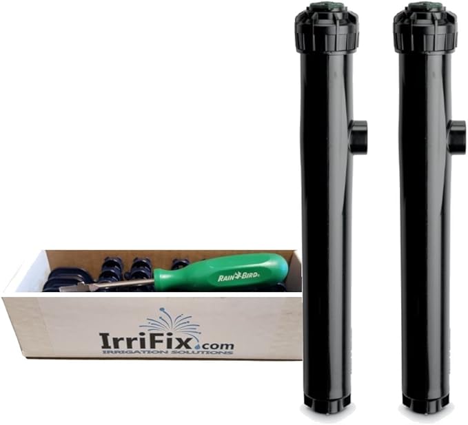 Rain Bird 5000 Plus Series 12-inch Pressure Regulator Seal-A-Matic Sprinkler Heads Bundle - 2 Pack 5012+PCSR SAM Rotors Nozzle Box Including 2 Nozzle Trees and 1 Rotortool Screwdriver