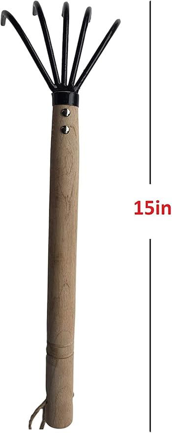 Garden Guru Hand Rake Cultivator Claw Soil Tiller - Military Grade Steel - Rust Resistant - 5 Tine Japanese Ninja Claw - Comfortable Wood Handle - Perfect Pulverized and Aerated Soil (2 Pack)