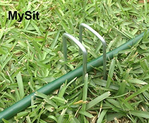 MySit 6" Galvanized Landscape Staples Garden Stakes Pins 24 Pack, Heavy-Duty 11 Gauge Garden Staples Anti-Rust Fence Stakes for Anchoring Weed Barrier Fabric Irrigation Tubing Soaker Hose