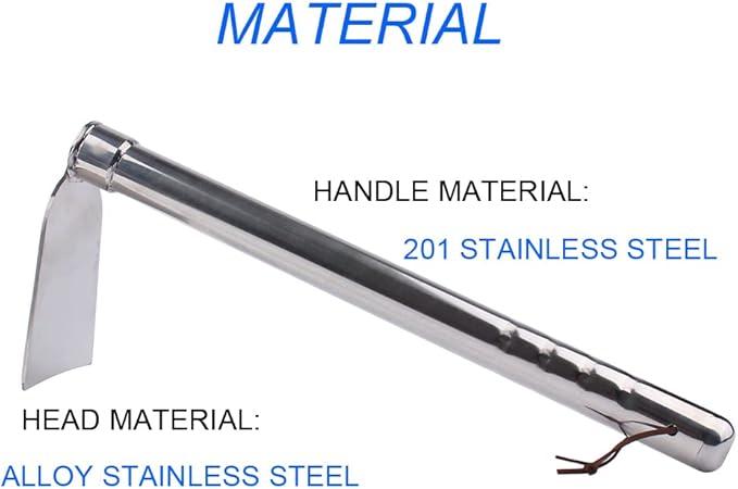 LUBAN Stainless Steel Garden Hoe 15-inch Length Lightweight Weather Resistant Metal Hand Tool for Weeding Seeding Turning Soil