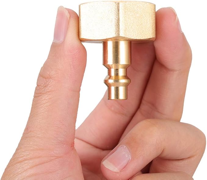 Air Compressor 1/4" Quick Connect Plug To GHT 3/4" Garden Hose Faucet Blow Out Adapter Fitting For Winterize Sprinkler Systems, RV, Camper, Outdoor Plumbing, Garden Hose 2PCS(FEMALE)