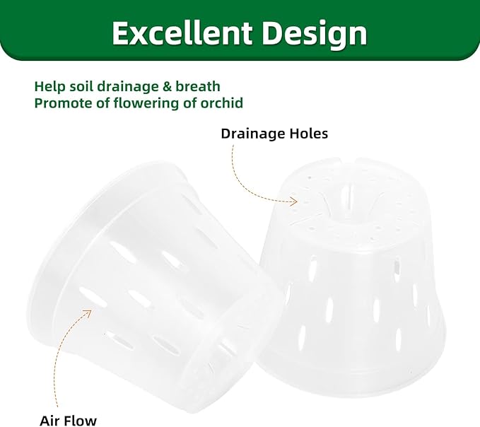 YIKUSH Orchid Pots with Holes Clear Orchid Pot Plastic Plant Pot Flower Pots Outdoor and Indoor Use 5.5 inch 10Pack