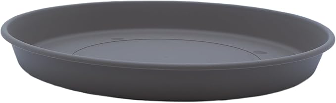 The HC Companies 21 Inch Round Prima Plastic Plant Saucer - Indoor Outdoor Plant Trays for Pots - 21.22 Inchx21.22 Inchx2.52 Inch in Warm Gray