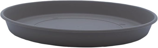 The HC Companies 10.5 Inch Round Prima Plastic Plant Saucer - Indoor Outdoor Plant Trays for Pots - 10.63 Inchx10.63 Inchx1.26 Inch in Warm Gray