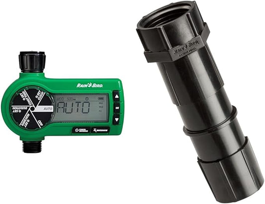 Rain Bird Digital Hose Timer, Drip Irrigation Tubing Adapter and Accessories Bundle